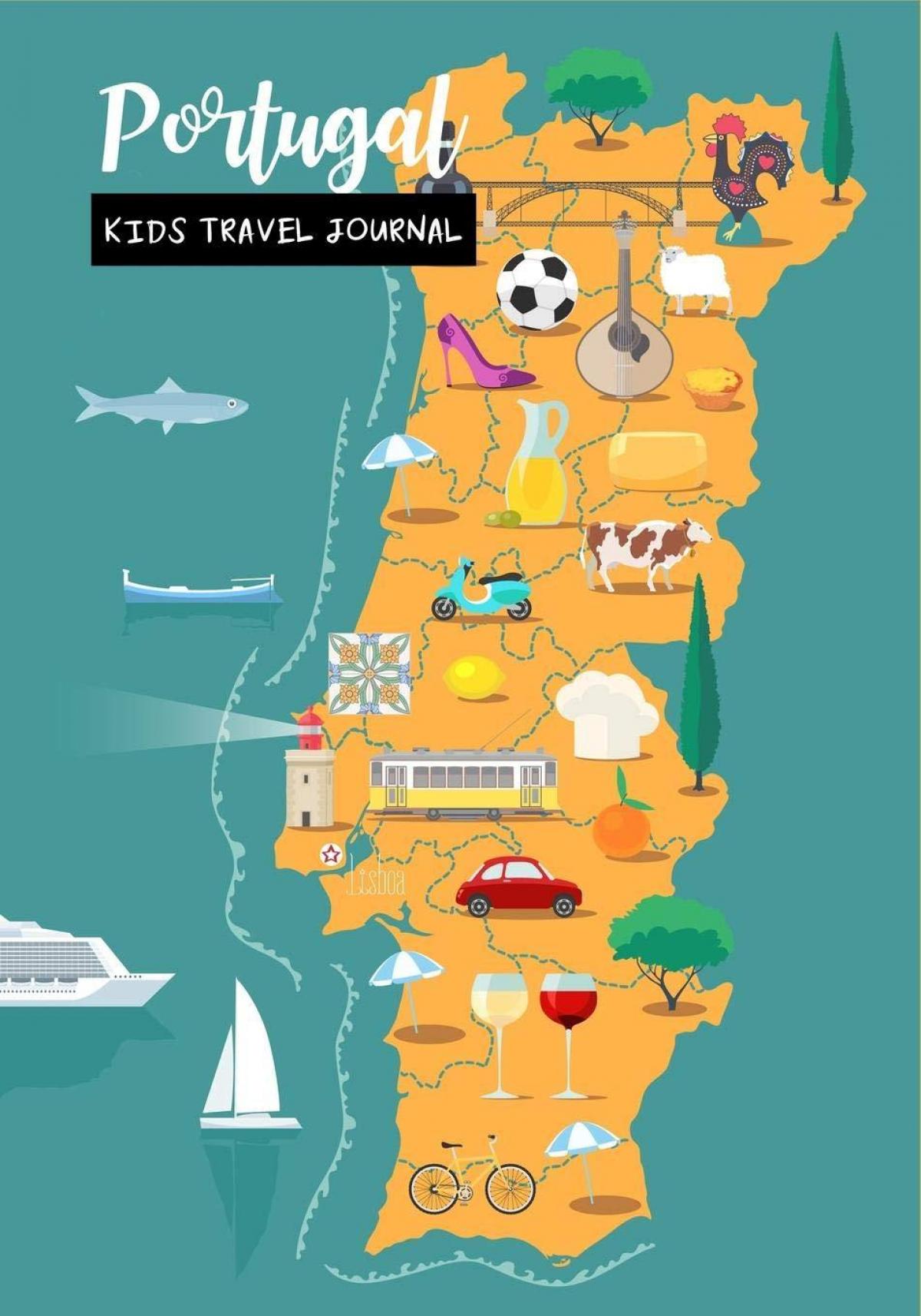 Carte des attractions touristiques du Portugal