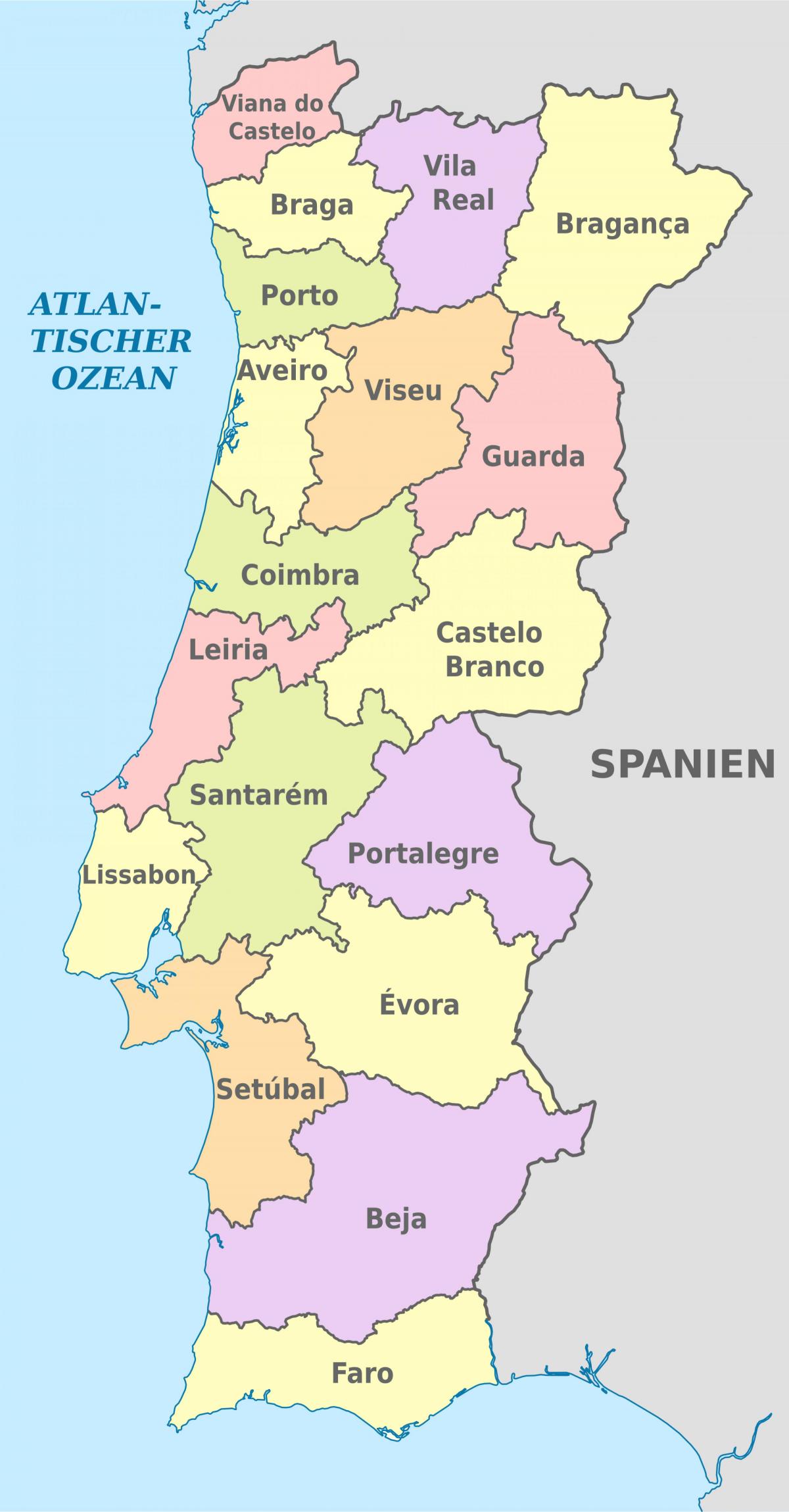 Carte administrative du Portugal
