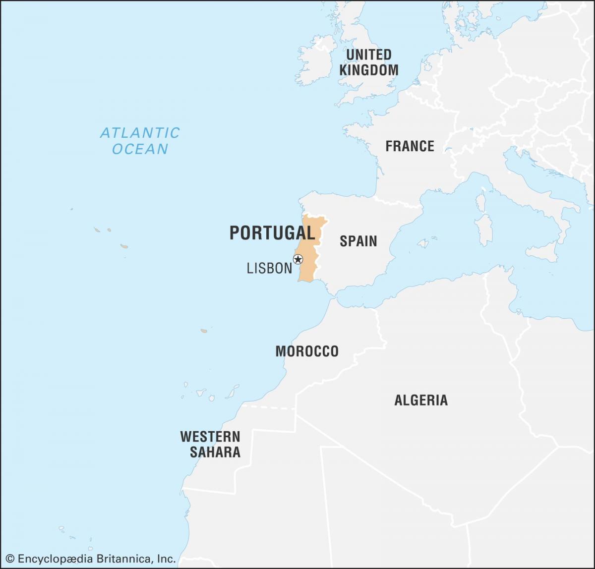 Carte du Portugal et des pays limitrophes