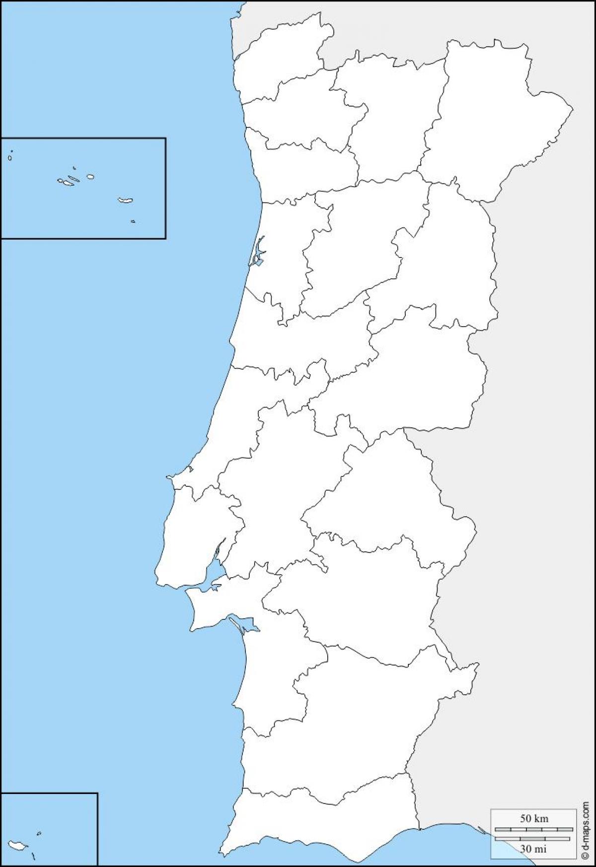 Carte du Portugal vide