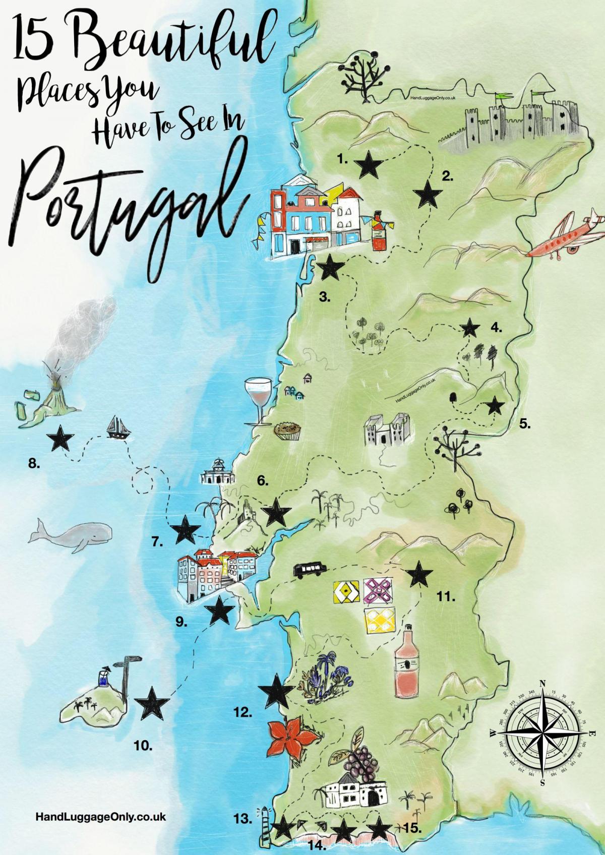 Carte de voyage du Portugal
