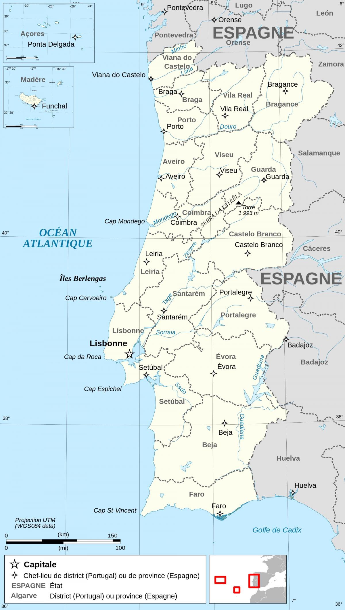 Carte du pays Portugal