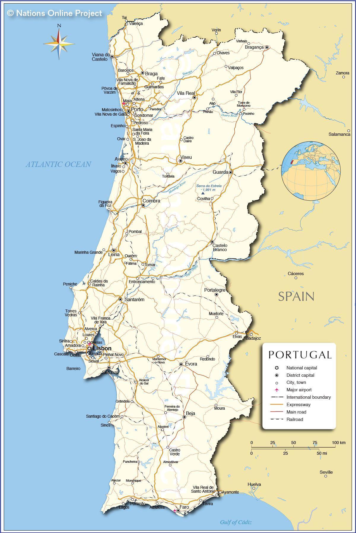 Le Portugal sur une carte