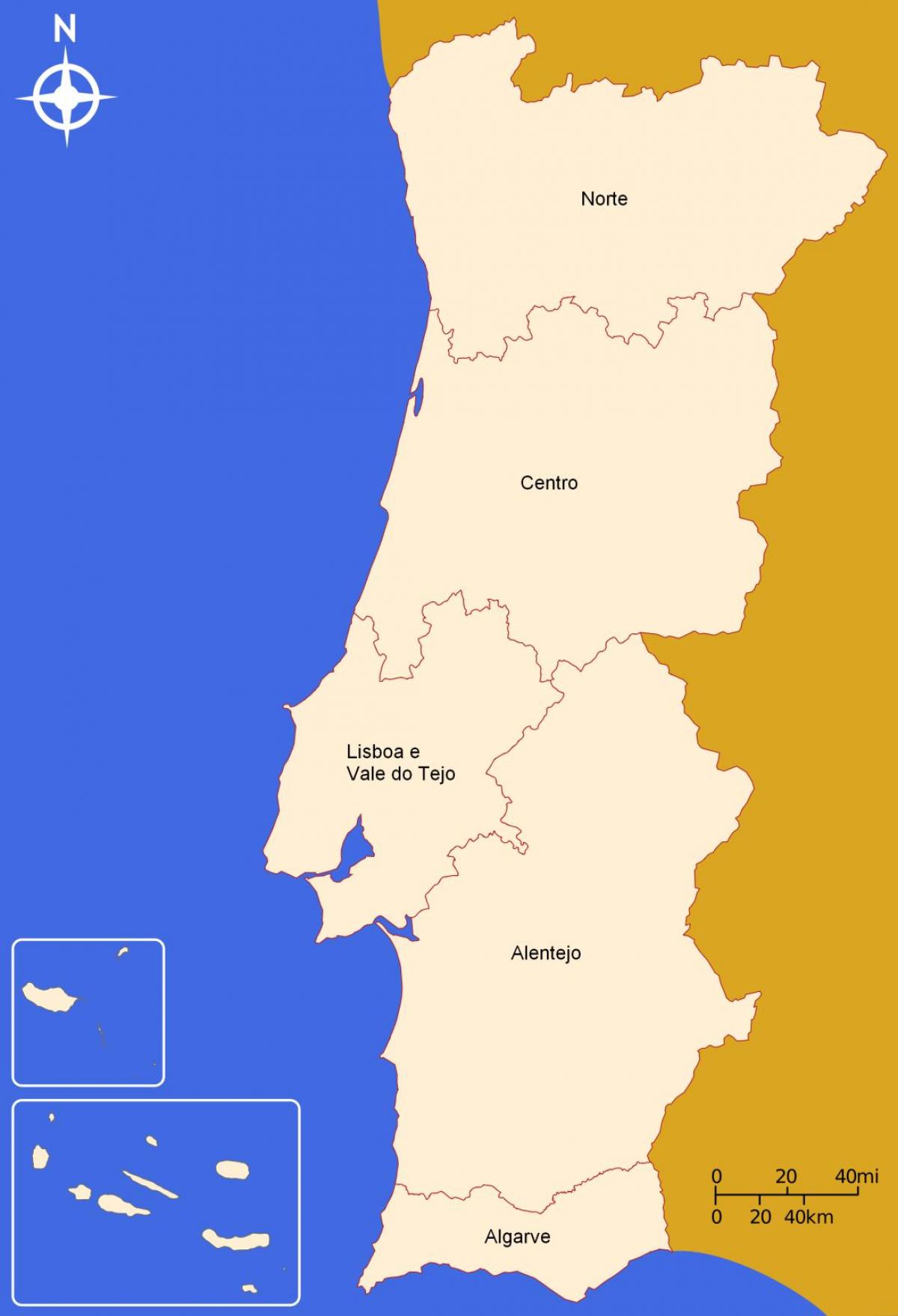 Carte des régions du Portugal